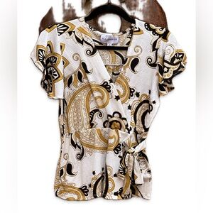 Alex & Parker Paisley Flowy Cap Sleeve Shirt Top Size M